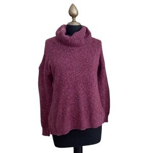 Hollister Sweater Cowl Neck Cold Shoulder Knit Sweater Maroon Pink Size Small